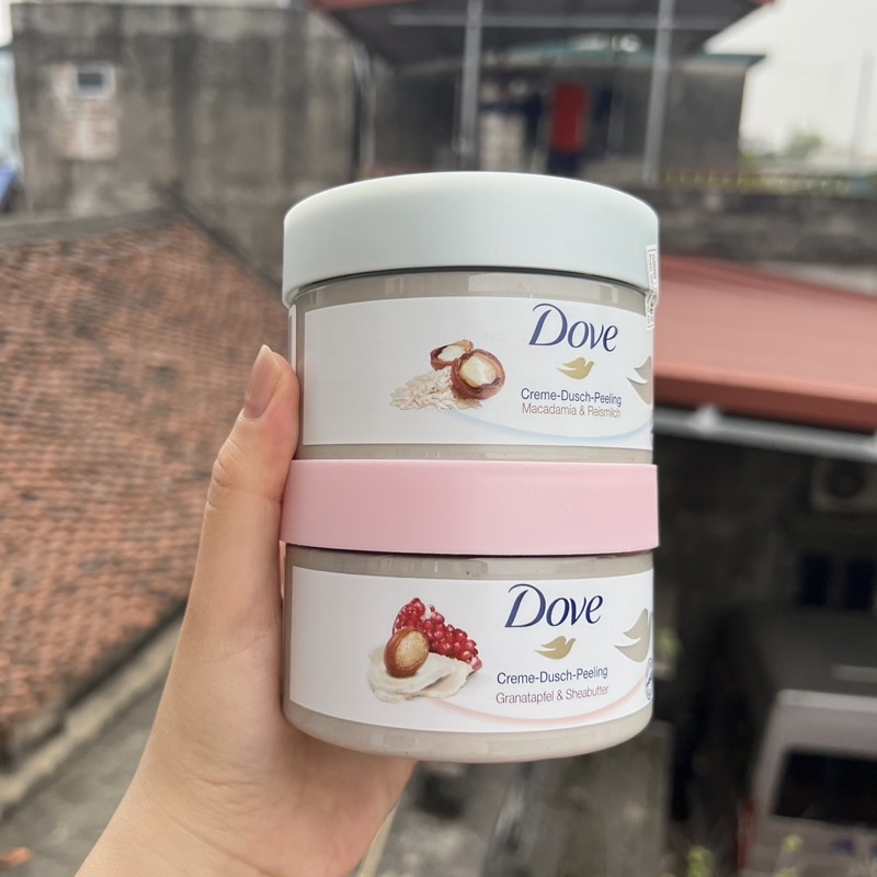 Tẩy da chết body DOVE Macca, Lựu đỏ giúp da mịn màng chiết xuất từ thiên nhiên bản Đức 225ml | BigBuy360 - bigbuy360.vn