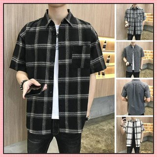 Áo sơ mi nam ca rô dài tay cổ bẻ thời trang hàn