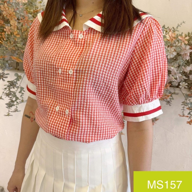MS157 áo sơ mi công sở nữ hàn quốc cực xinh, sơ mi thuỷ thủ nữ nắng fashion