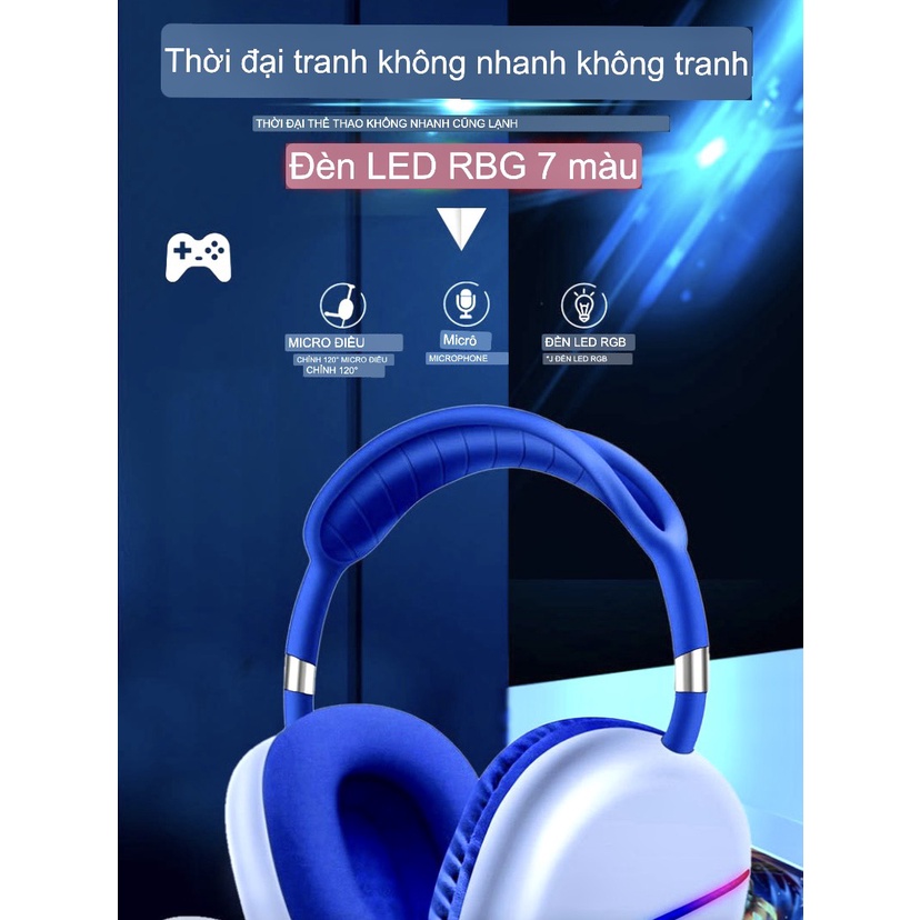 Tai nghe vi tính chụp tai gaming GrownTech AK 025 đèn led đa nhiệm,mic đàm thoại,nút chỉnh âm lượng bass lớn chuẩn âm