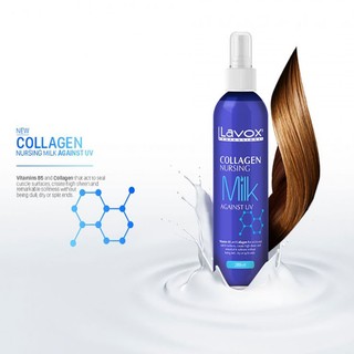 Sữa dưỡng tóc Lavox Collagen Nursing Milk against UV  Lavox 280ml (Màu Xanh)