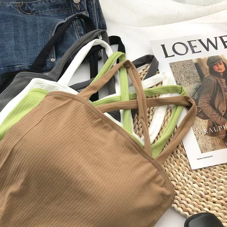 Jiashucheng Áo Yếm Dây Chéo Có Đệm Ngực Cỡ Nhỏ