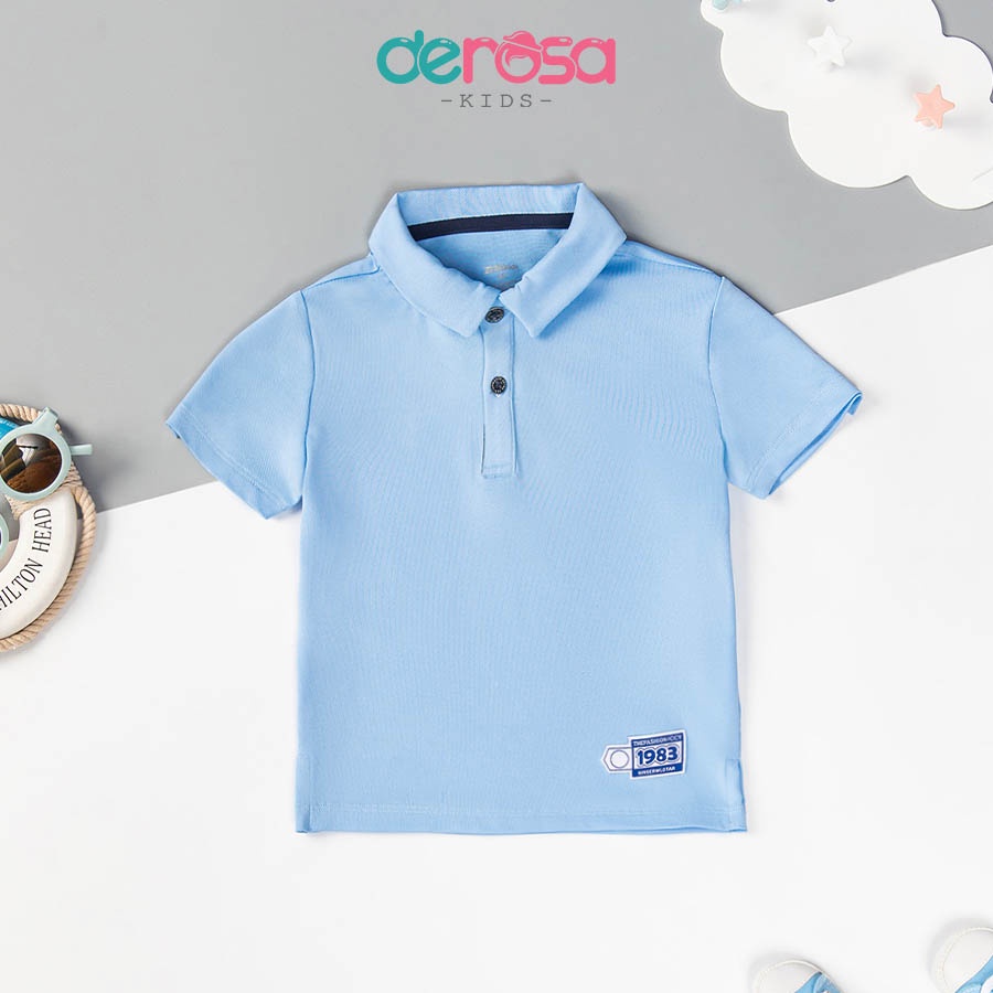 Áo thun cho bé trai DEROSA KIDS kiểu dáng polo cổ trụ từ 2 - 6 tuổi ZSK23-046A