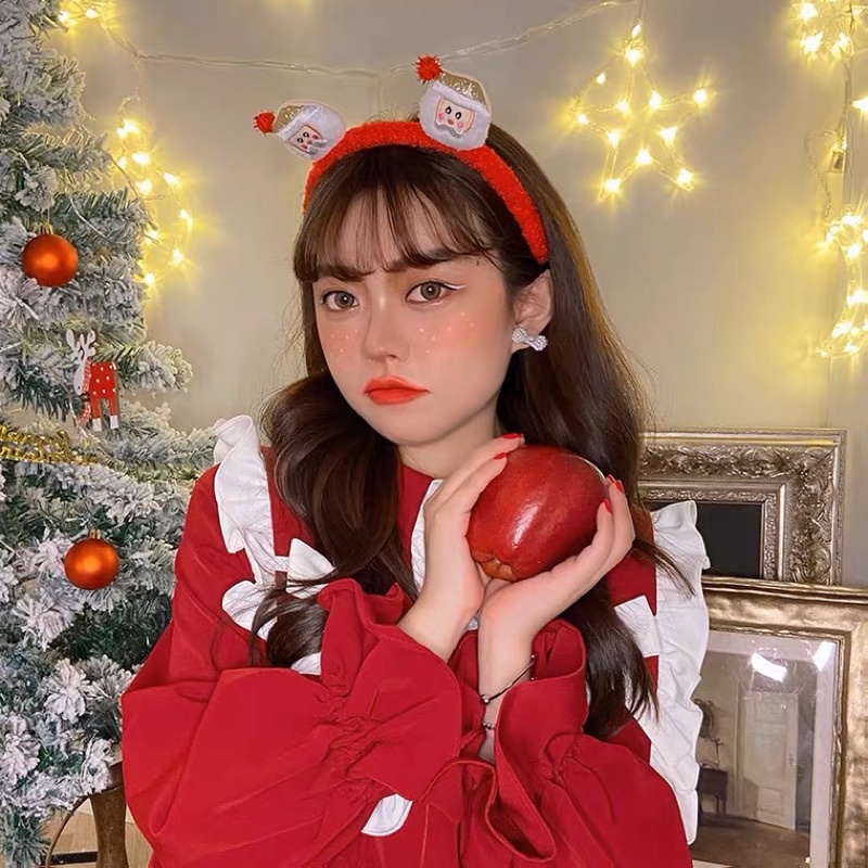 Băng đô cài tóc lông cừu Noel dễ thương cho bạn gái