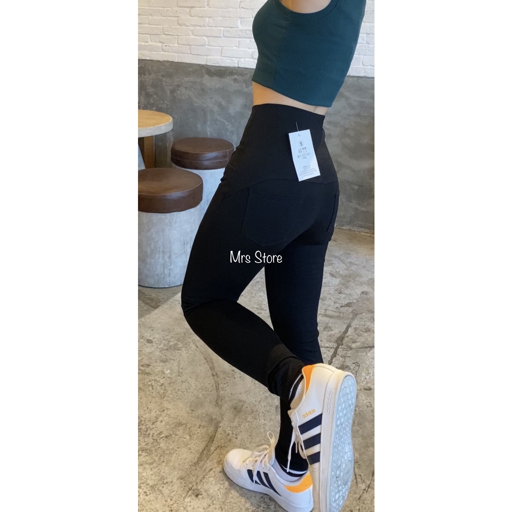 Quần legging vải Umi Hàn 4 túi dày dặn siêu nâng mông tôn dáng