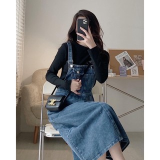 Yếm váy jean dài 001, quần yếm hottrend 2023