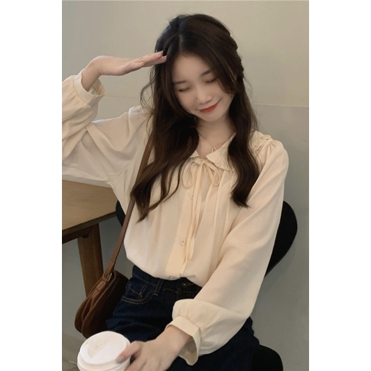 Áo Sơ Mi Kiểu Pháp, Thiết Kế Phong Cách Công Sở tay dài nhũng nhẹ phần bo tay sang chảnh