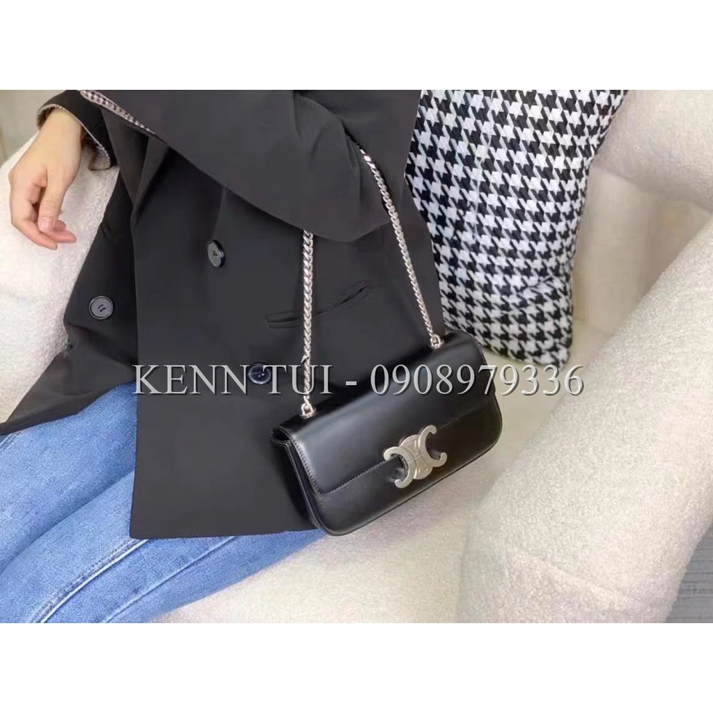 Túi kẹp nách đeo vai khóa bạc Ce.line 20cm hàng fullbox