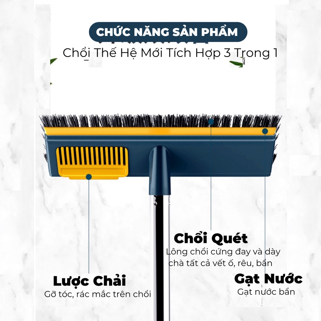 Cây chà sàn nhà tăm 2in1 vừa chà sàn vừa gạt nước, chổi cọ nhà tắm thông minh HF004