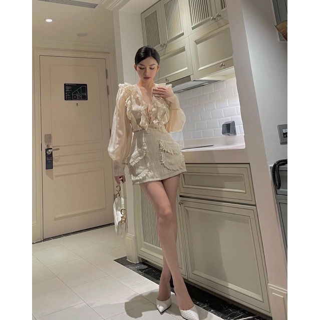 Áo sơ mi đan dây bèo