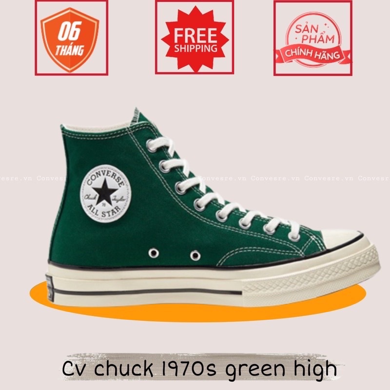 [ CHÍNH HÃNG ] giày sneaker CONVERSEE 𝘾𝙝𝙪𝙘𝙠 𝟳𝟬𝙨 𝙘𝙖𝙣𝙫𝙖𝙨 xanh lá cao cổ ( 70s_DC )