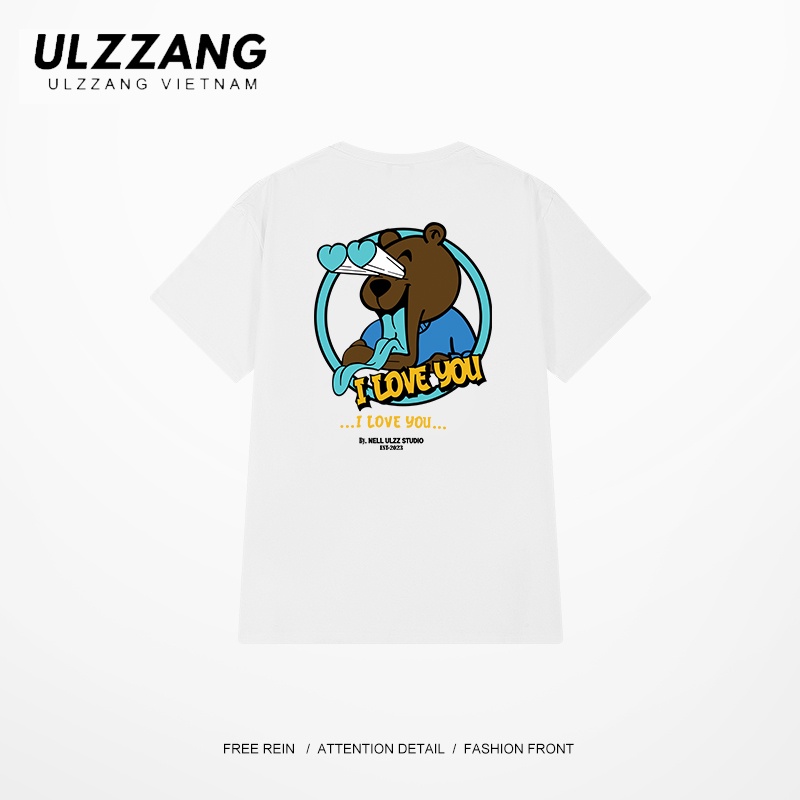 Áo thun unisex local brand ULZZ ulzzang form dáng rộng tay lỡ in hình i love you boo