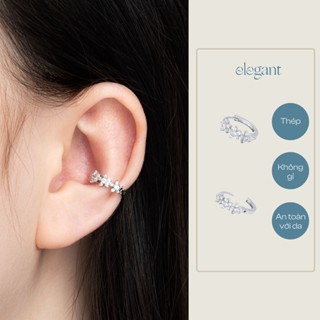 Khuyên tai vòng đá 10mm CRYSTAL 3 STAR HOOP Elegant (Giá 1 chiếc)