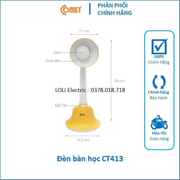 Đèn Bàn Học Sinh Comet CT411 CT412 CT413 (đã bao gồm bóng 5W) có ngăn đựng dụng cụ - LOLi Electric
