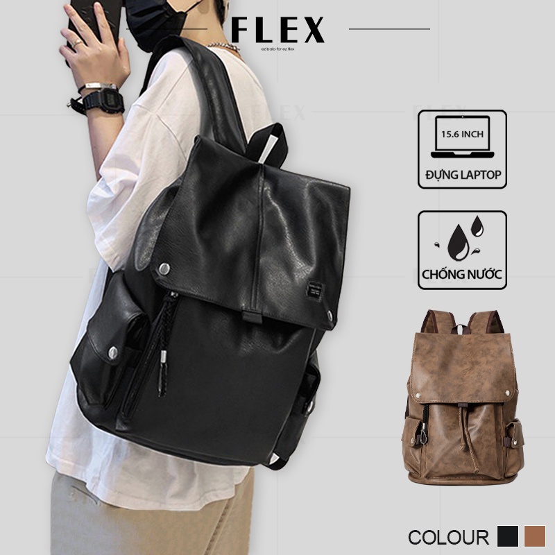 Balo da thời trang unisex BLD16 da PU cao cấp chống nước chống xước , Cặp da đi học nữ nam đựng laptop 15.6 inch