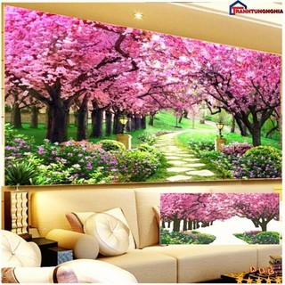 Tranh thêu chữ thập phong cảnh con đường tình yêu LV3005 (1m x 55cm) LV3006 (1m32 x 62cm)