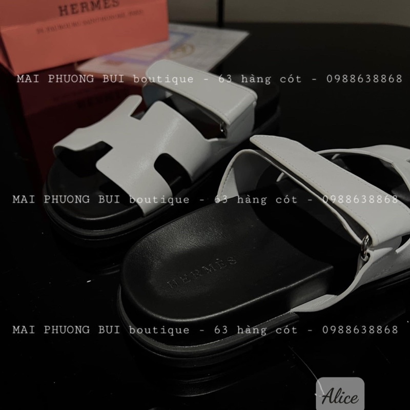 DÉP ĐẾ BẰNG QUAI DA CHỮ H