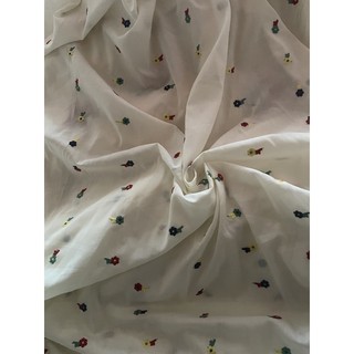 Vải thô boi thêu hoa nhí cotton 100% mềm mát