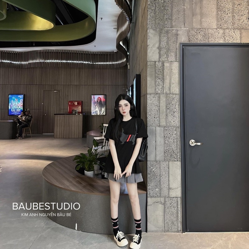 Sét áo phông in + chân váy ly loại 1 Mã KH46