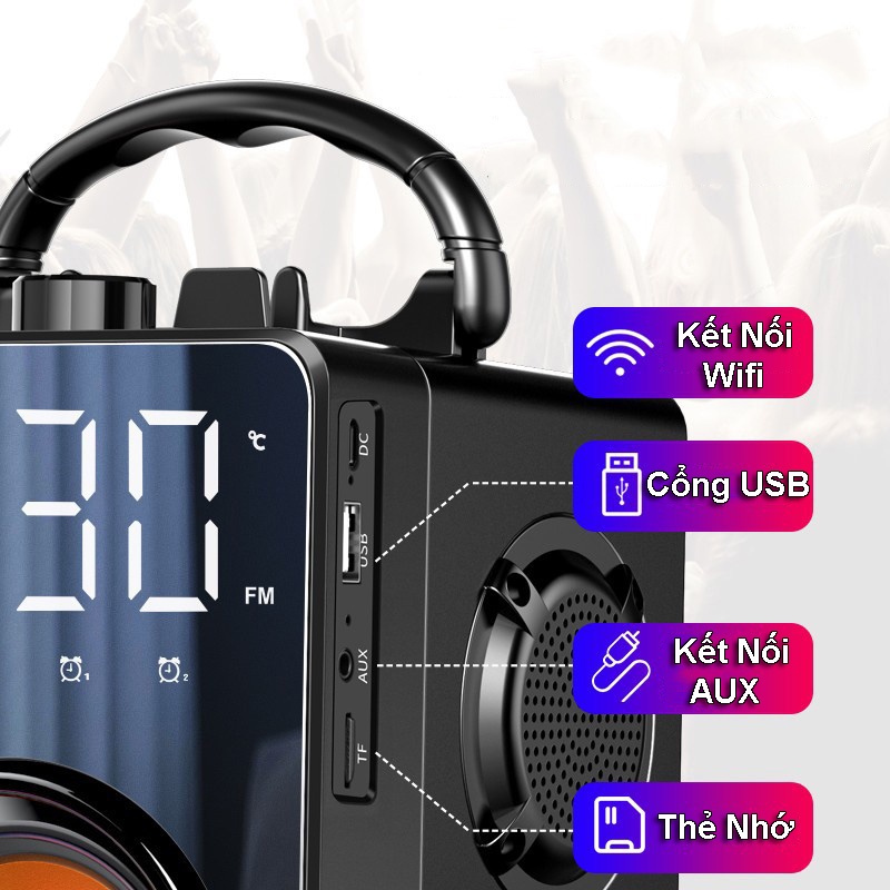 Loa Bluetooth Đồng Hồ H3,Loa Mini Không Dây Bass Cực Mạnh,Âm Thanh Vòm Tương Thích Điện Thoại,LapTop.Màn Hình Soi Gương