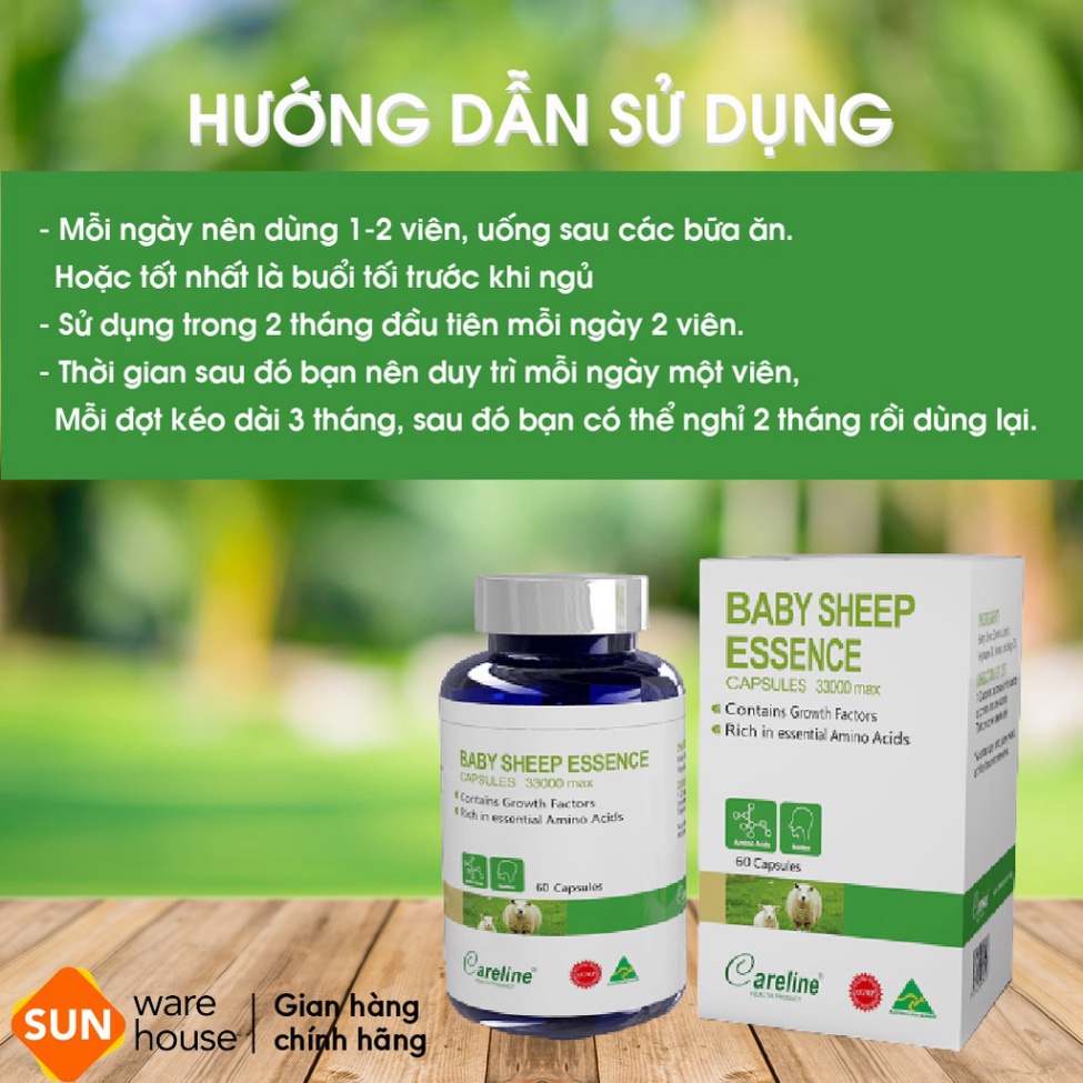 Chính hãng Viên Uống Nhau Thai Cừu CARELINE Baby Sheep Essence Tăng Cường Sắc Đẹp, Nâng Cao Sức Khoẻ 60 Viên