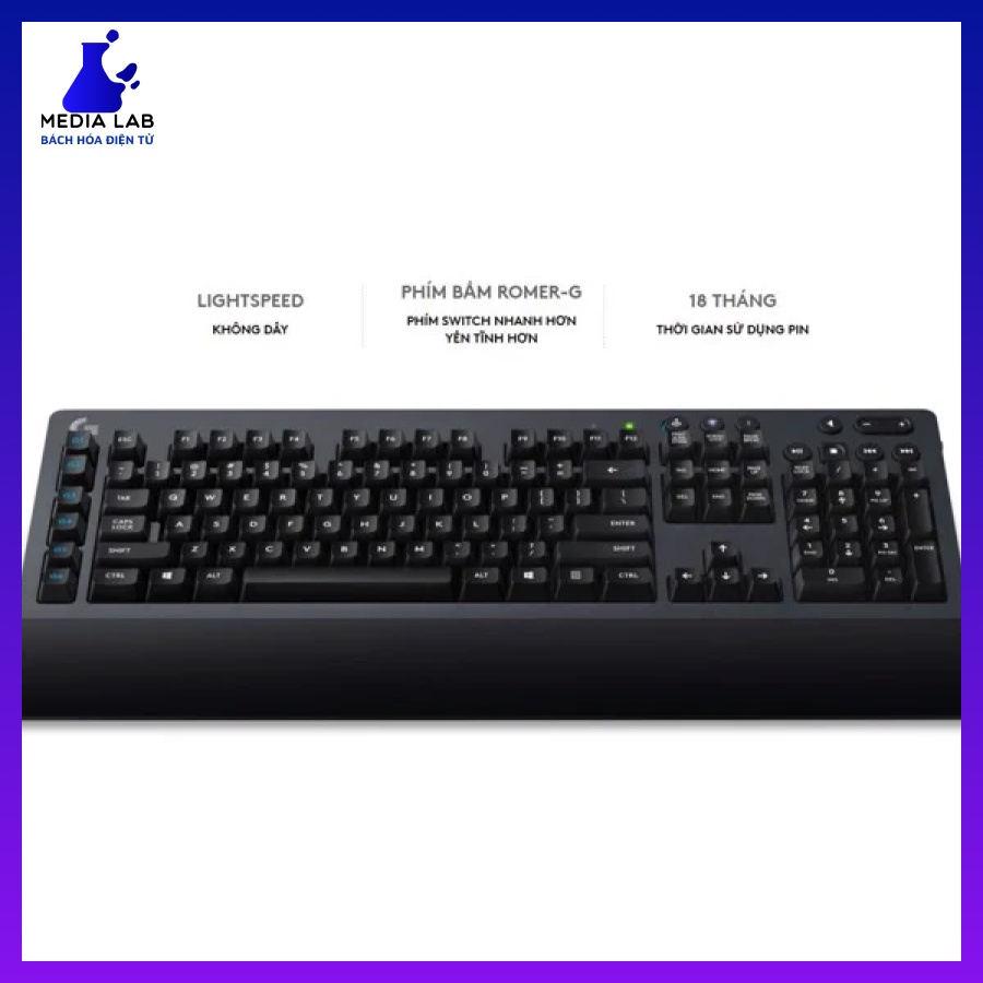 Bàn phím Logitech G613 Wireless, media lab.