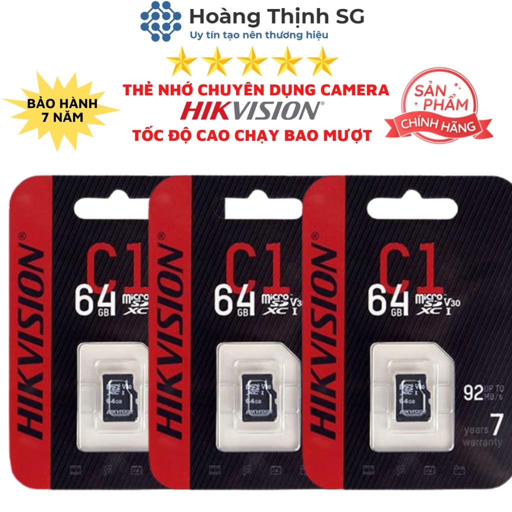 Thẻ nhớ 32GB 64GB microSD Hikvision tốc độ 92MB/S class 10, thẻ nhớ 64GB microSD cho camera - Hàng chính hãng