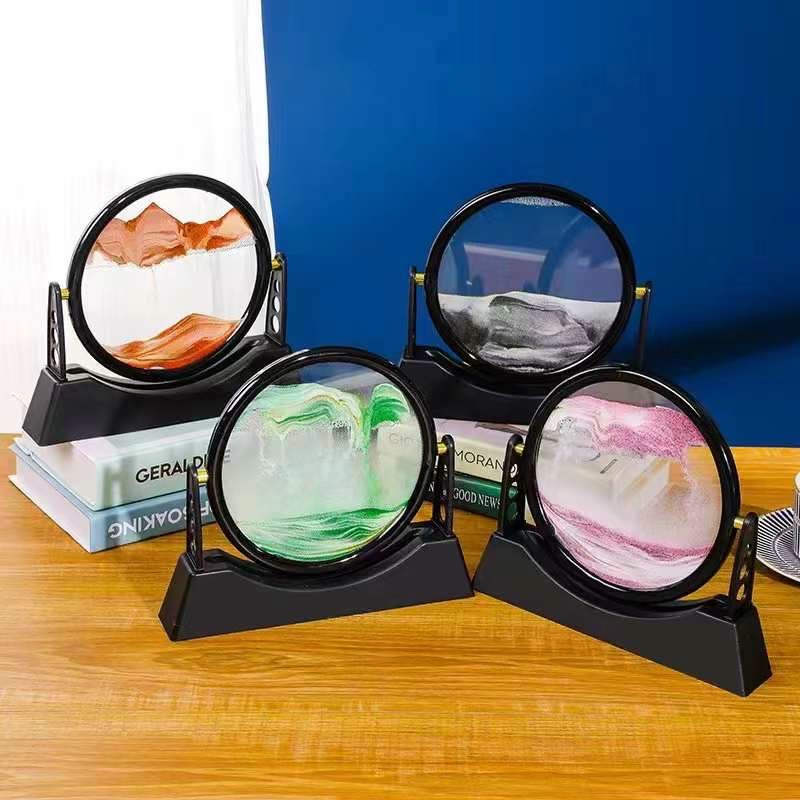 Tranh Cát Chảy  3D Chuyển Động Hình Tròn Làm Quà Tặng Trang Trí Bàn Làm Việc Tinh Tế, Sang Trọng