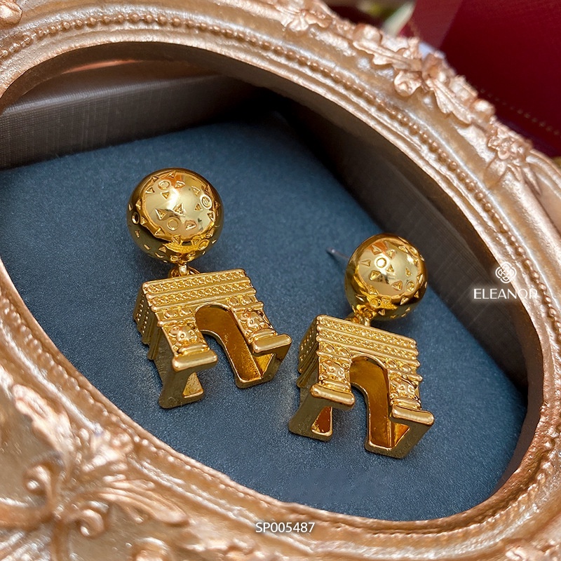 Bông tai nữ chuôi bạc 925 Eleanor Accessories họa tiết Khải Hoàn Môn phụ kiện trang sức 5487