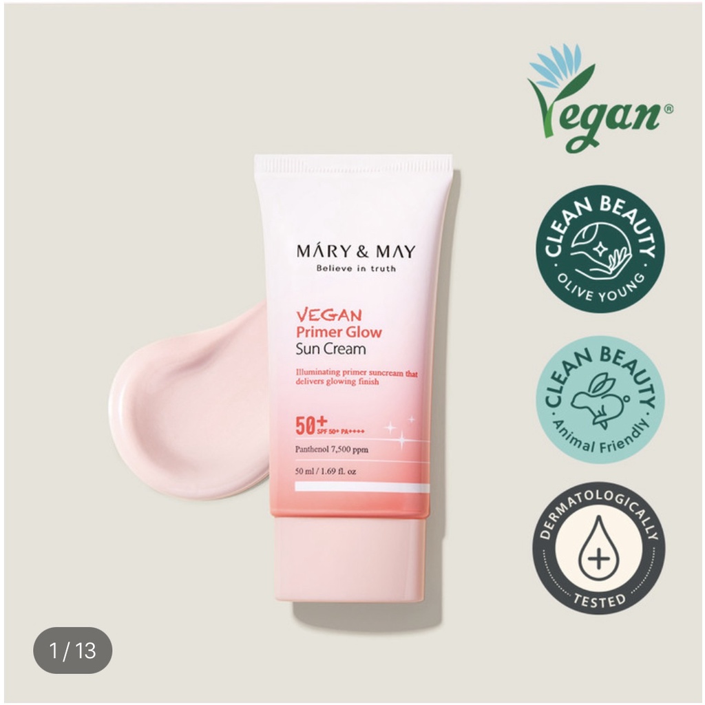 Kem chống nắng nâng tone thuần chay  Vegan Primer Glow Sun Cream SPF50+ PA++++