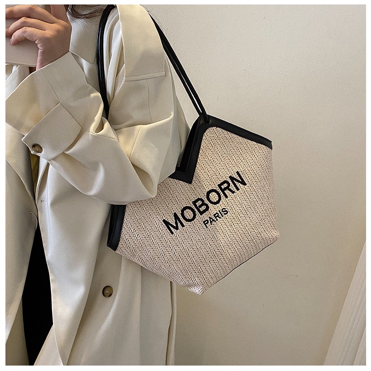 MVP3008 Túi Xách Đan Lát In Chữ Thời Trang Cho Nữ