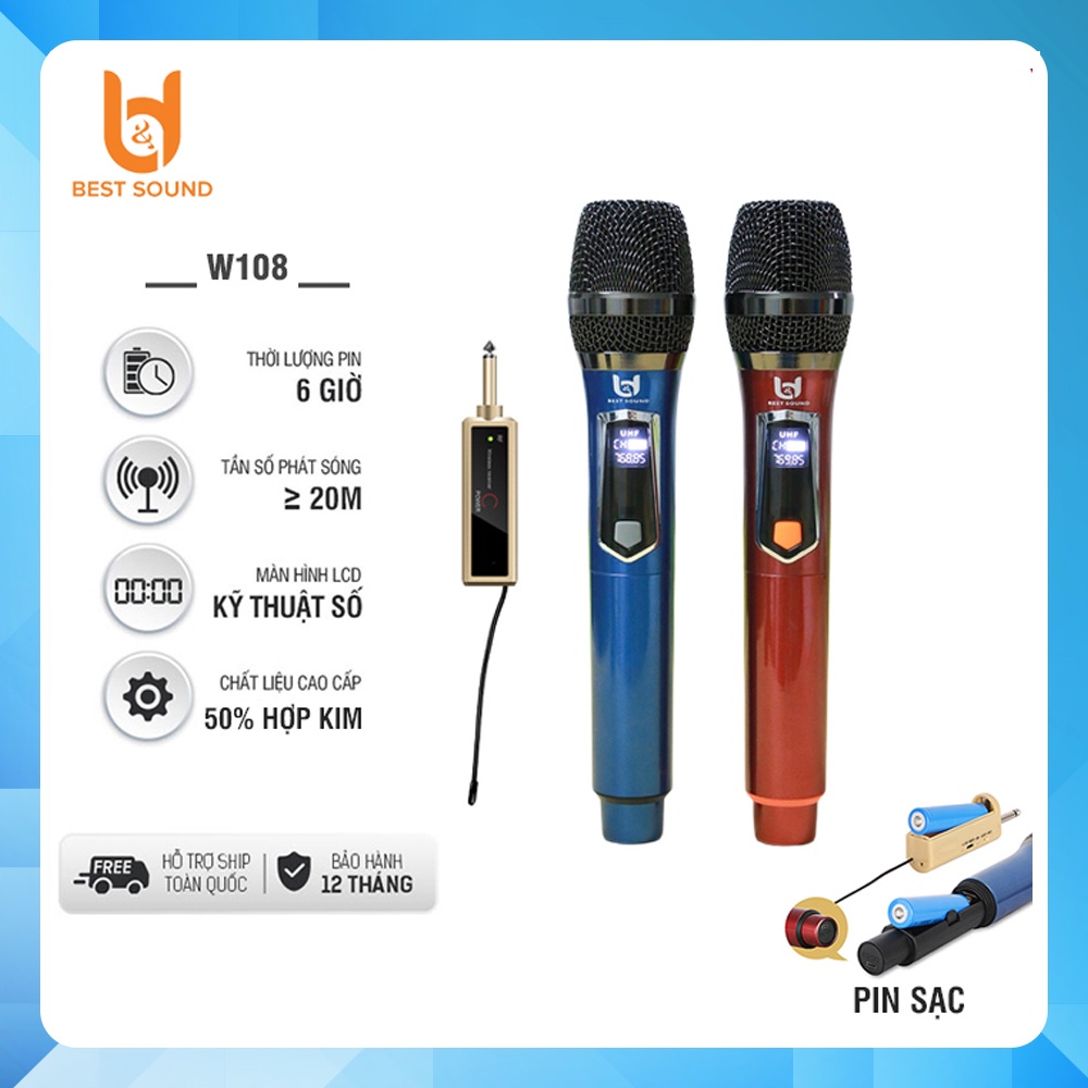 Micro KARAOKE Không dây URX9900 |  Best Sound V-W108 | AUD-6002G, AUD-102 Chính hãng cao cấp, Hút âm, chống hú