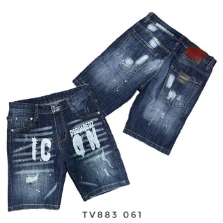 Quần short jean nam xanh co giãn cao cấp chuân form mẫu mới in họa tiết-AHFASHION