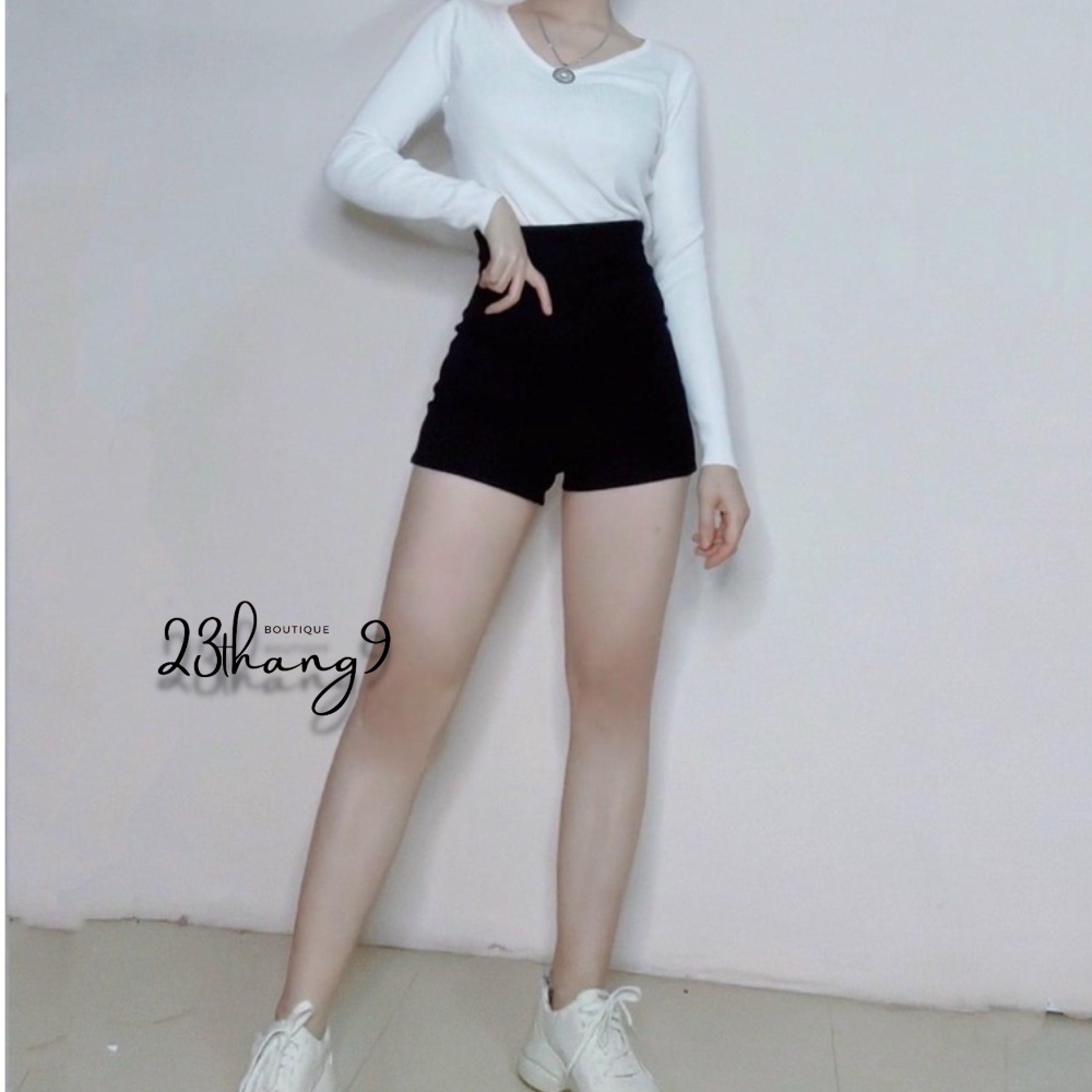 Quần shorts nữ, quần đùi ôm lưng cao quần short dance ôm co dãn nâng mông cạp khóa sau chất umi dày dặn lên dáng chuẩn