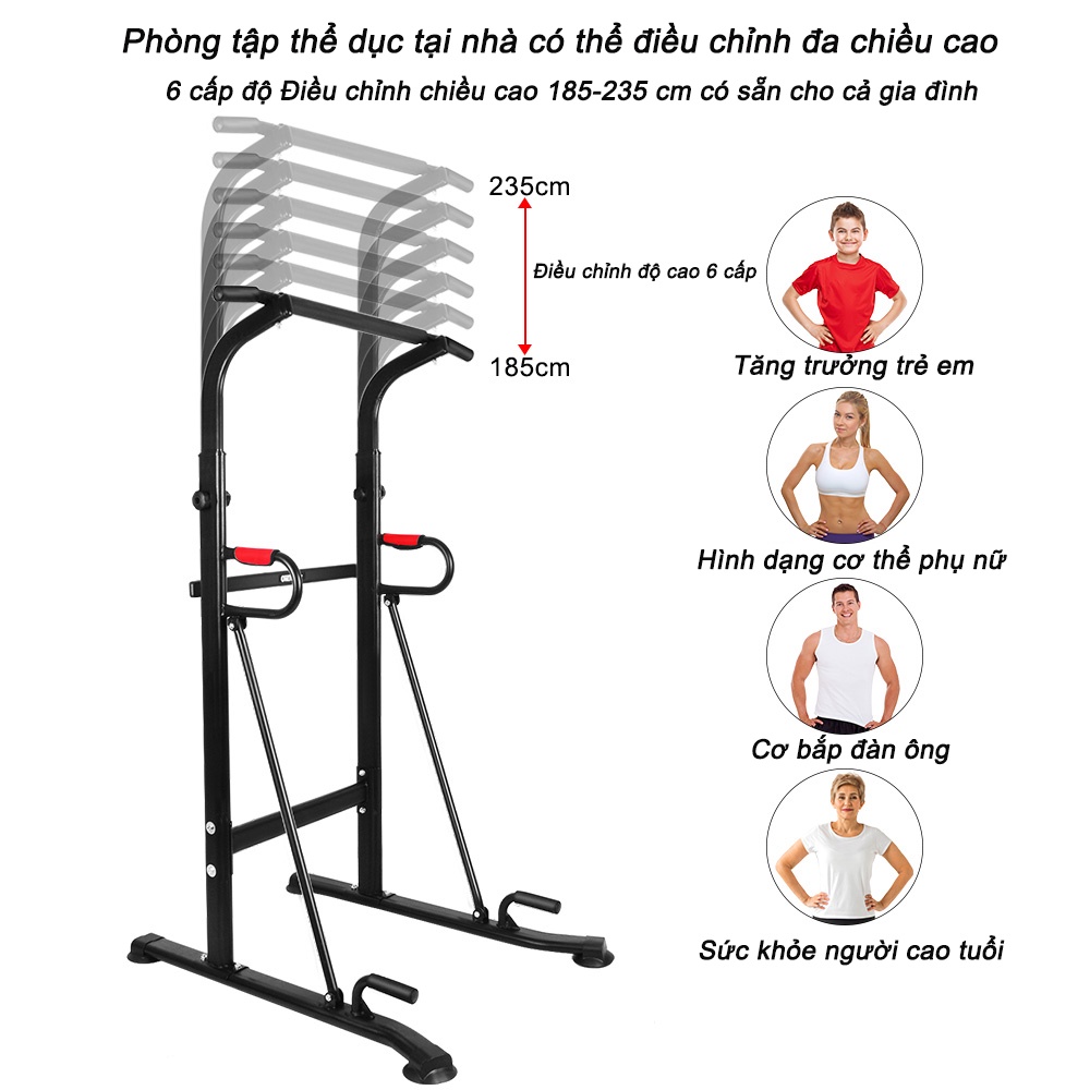 Xà đơn xà kép Onetwofit OT130 có thể điều chỉnh chiều cao dùng tập thể thao tại nhà 98cm*78cm*