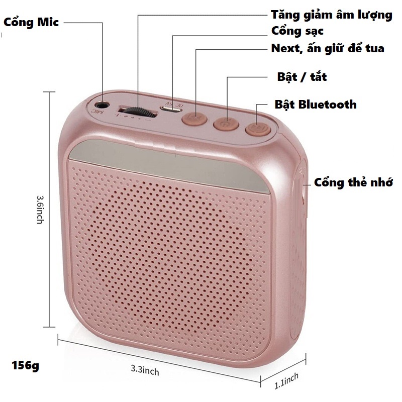 Loa trợ giảng có dây S17 có bluetooth, pin bền, công suất lớn
