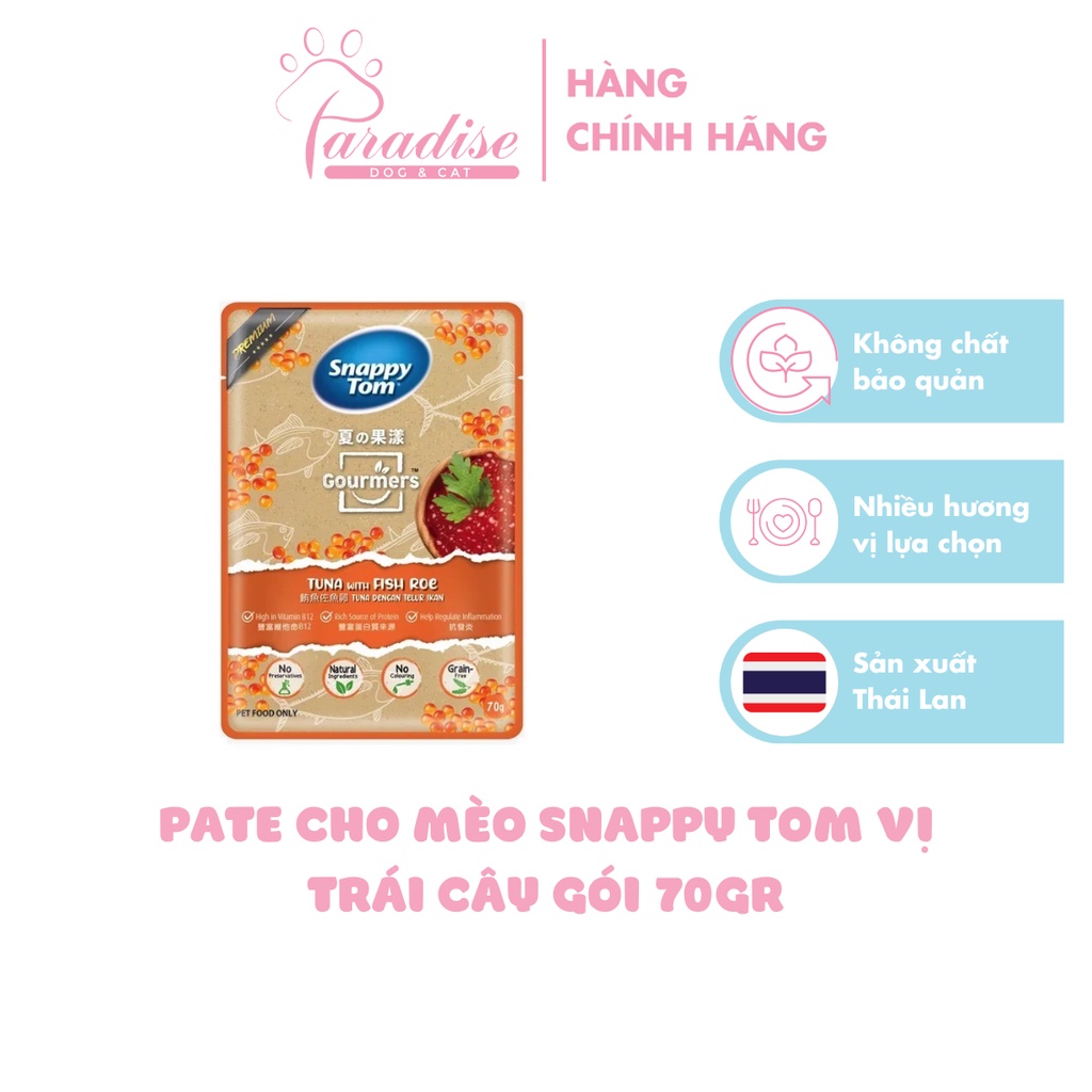 Pate Cho Mèo Snappy Tom Vị Trái Cây Không Chất Bảo Quản Cung Cấp Dinh Dưỡng 70gr - Paradise Dog&Cat