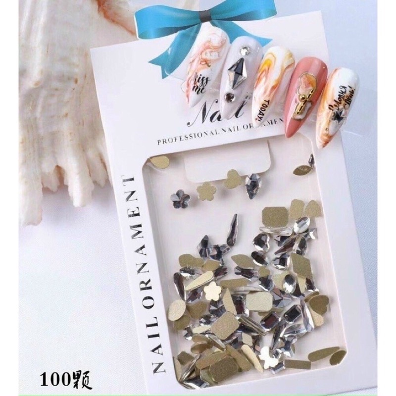 Sét đá 100 viên màu trà,phụ kiện trang trí