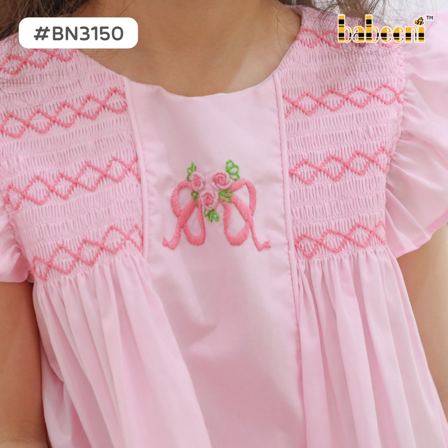 Váy đầm công chúa thêu tay hồng cao cấp BABEENI dành cho bé gái- BN3150