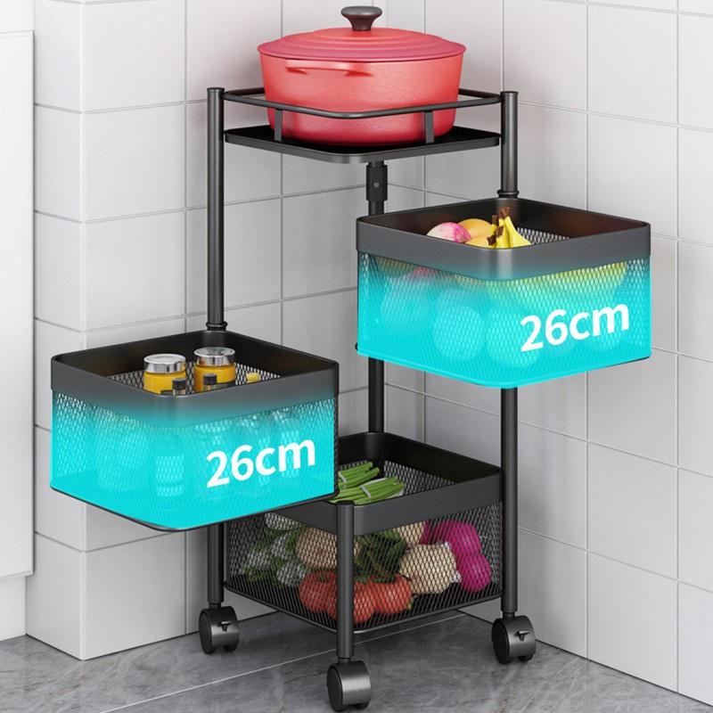 KỆ NHÀ BẾP Xoay Vuông Tròn Đa Năng ,giá Đa NĂNG XOAY 360 3/4/5 Tầng Có Bánh Xe Di Chuyển Thép Carbon mạ sơn tĩnh điện