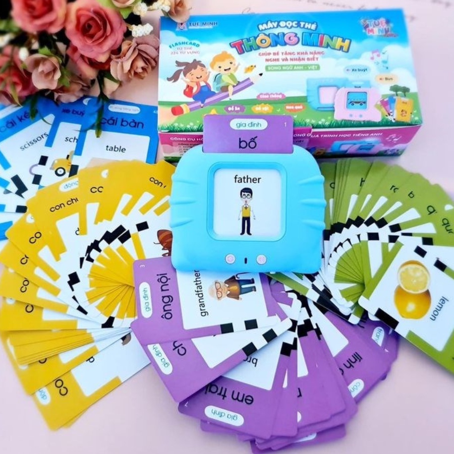 Máy Đọc Thẻ Chính Hãng Flashcard Anh-Việt 3 Chế Độ Đọc: Song Ngữ Anh-Việt, Tiếng Việt, Tiếng Anh Kèm Phát Nhạc