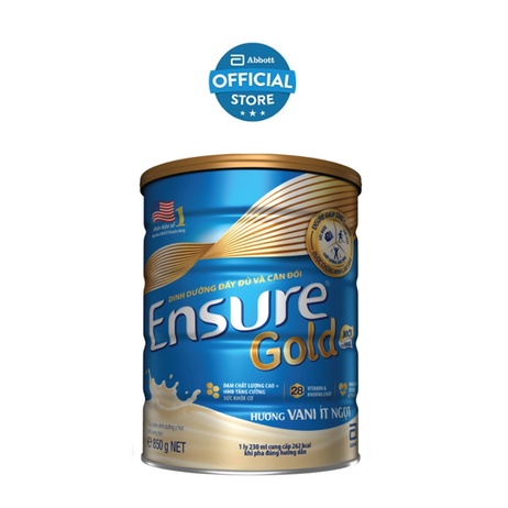 Sữa Ensure Gold VANI ít ngọt 850g [Có Tặng Quà]