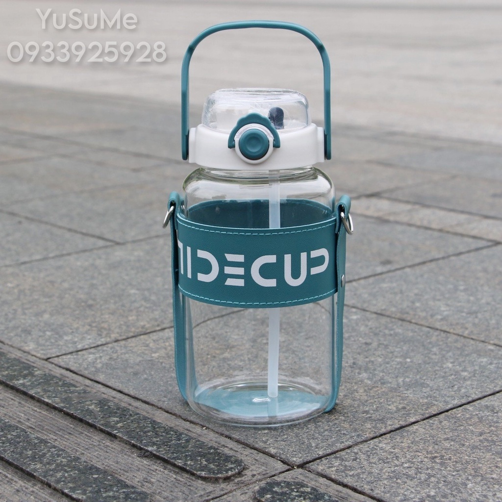 Bình Nước❤️FREESHIP❤️Thủy Tinh 1500ML Thể Thao Kèm Sticker 3D