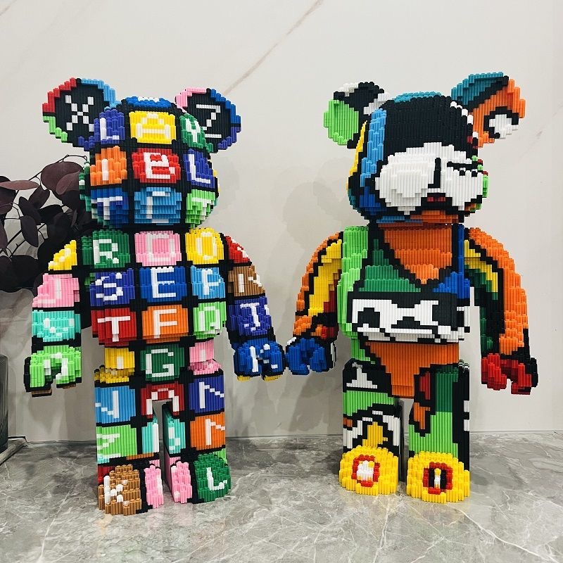 Lego 3D Bearbrick cao 35 45 55cm Ngăn Chữ [ Có Ngăn Kéo ] - Chú Gấu Chữ Cái - Tặng Kèm Búa - Đồ chơi lắp ráp