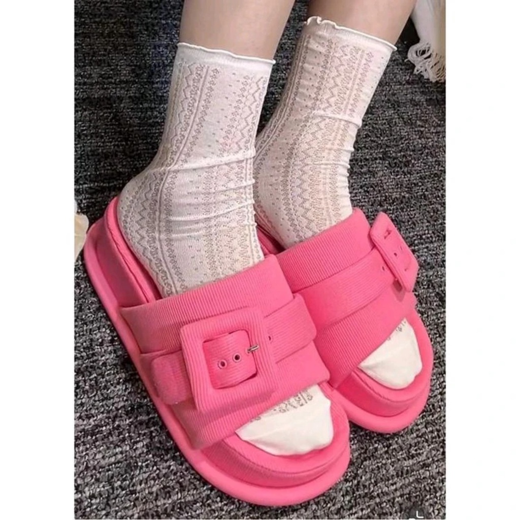 Mẫu dép Tweed bánh mì đế cao 4 cm mũi hở gót hở mix màu sắc xinh xắn cá tính dễ thương xuân hè 2023 BO SHOP