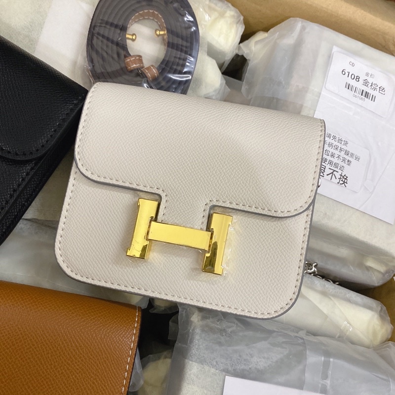 Túi Chữ H Mini Dây Xích Trắng