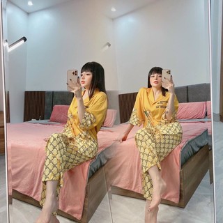 Đồ Bộ Pijama Nữ Lụa Xướt Tay Cánh Dơi