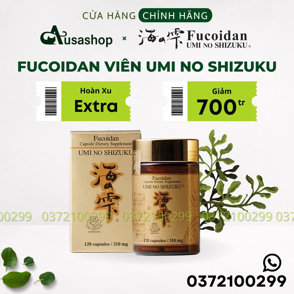 Fucoidan Vàng Umi No Shizuku - Dạng Viên Uống Hỗ Trợ Điều Trị Ung Thư Nhật Bản 120 Viên