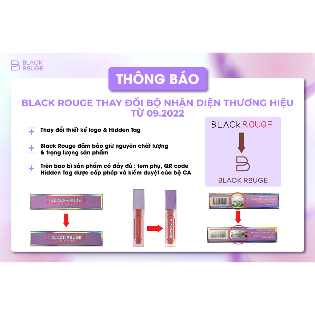 Son Kem Lì Mịn Mượt Nhẹ Môi Black Rouge Leez Velvet Tint 4ml.