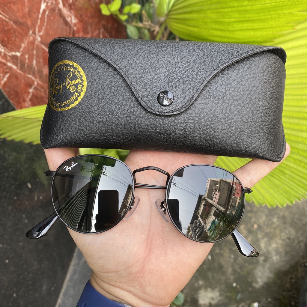 Kính Rayban full đen dáng tròn oval